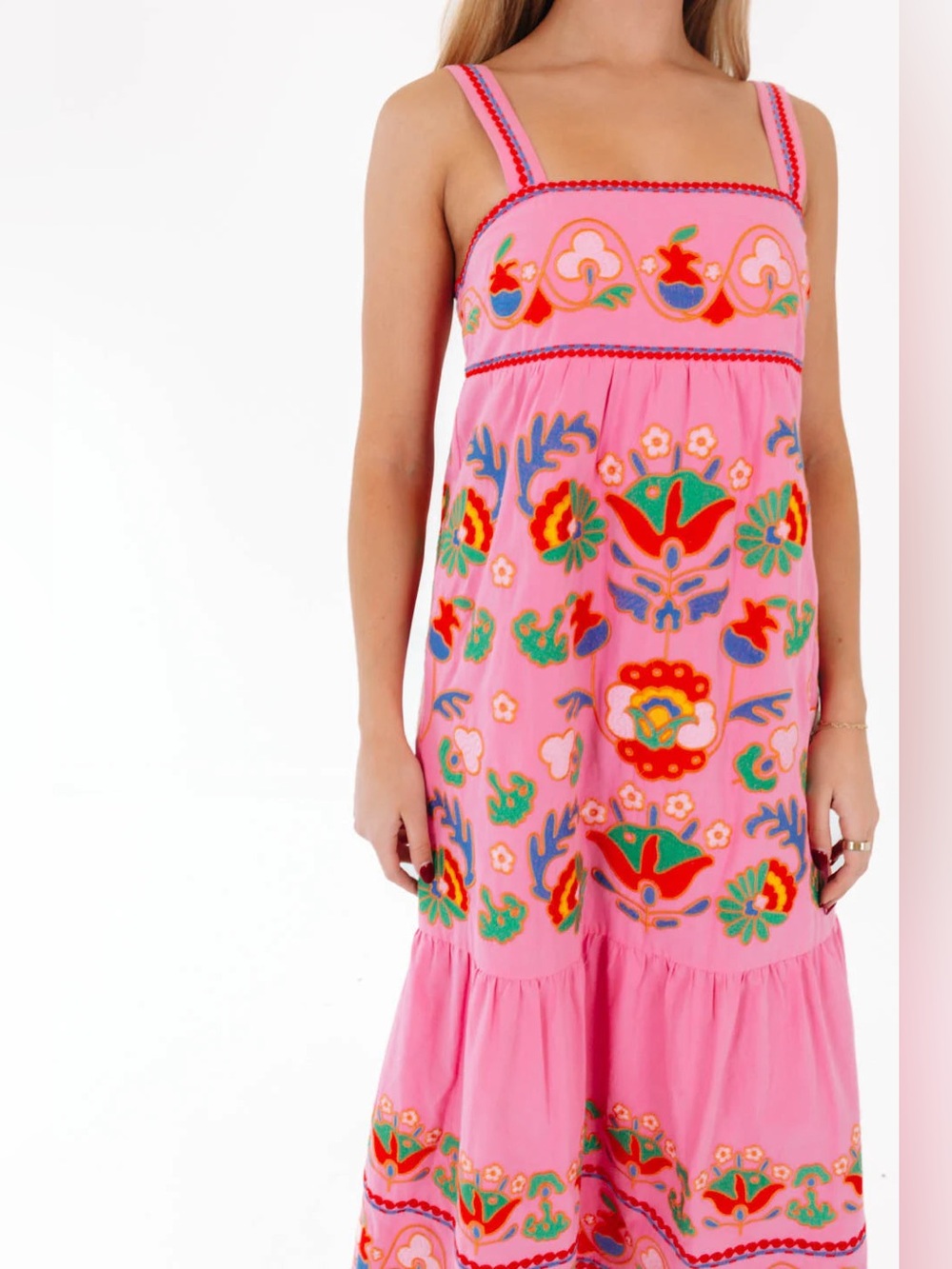 NWT J.Marie HOT PINK EMBROIDERED LANDON MIDI DRESS Sz S - Picture 2 of 13